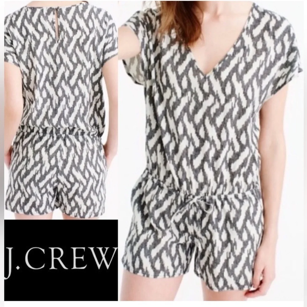 J. Crew Ikat vneck / pocketed Romper SZ XL NWT